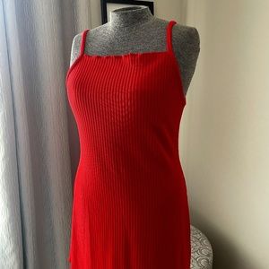 Forever 21 Red ribbed tank dress Size L NWOT